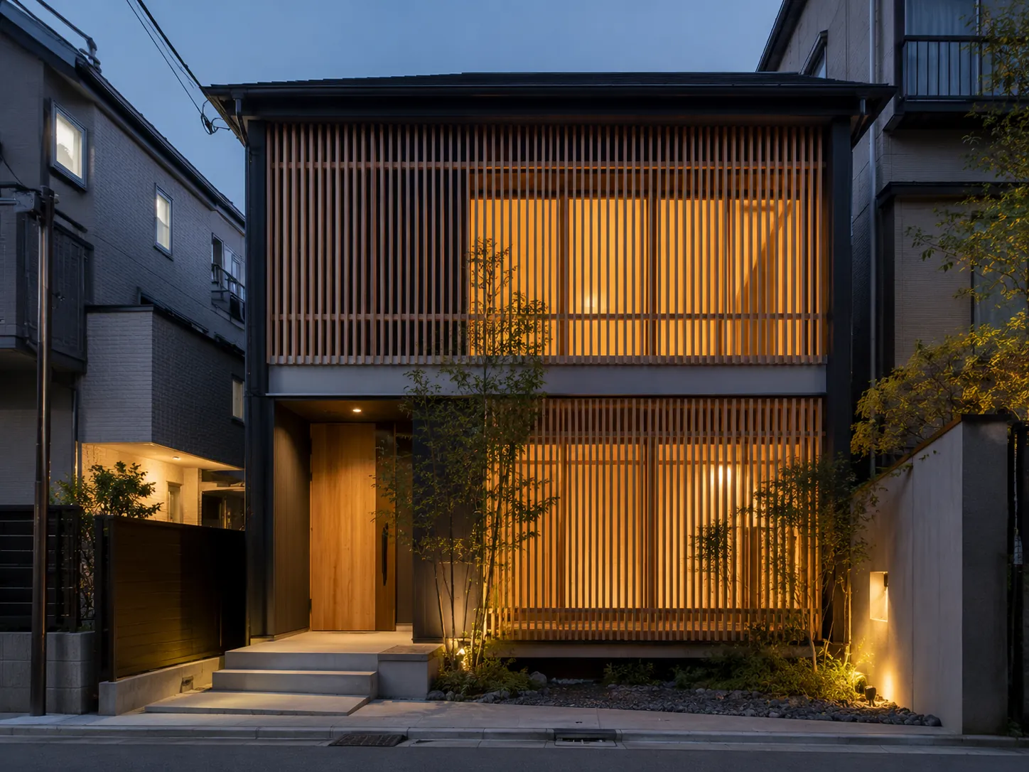 格子が映える家（東京都・世田谷）の施工事例